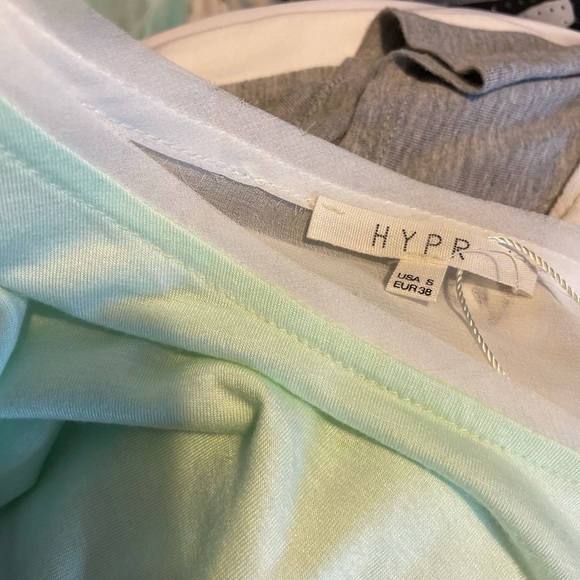 Hypr-white/light tealish green, wide shoulder, sheer tank top - Picture 2 of 6